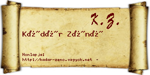 Kádár Zénó névjegykártya